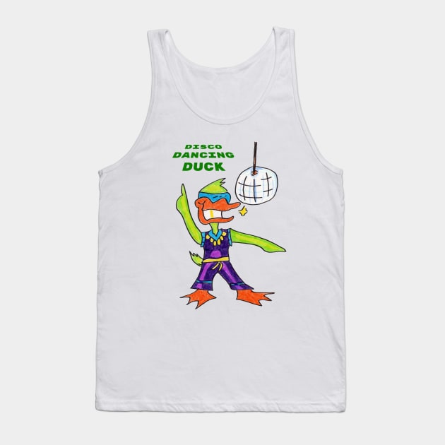 Disco Dancing Duck Tank Top by ConidiArt